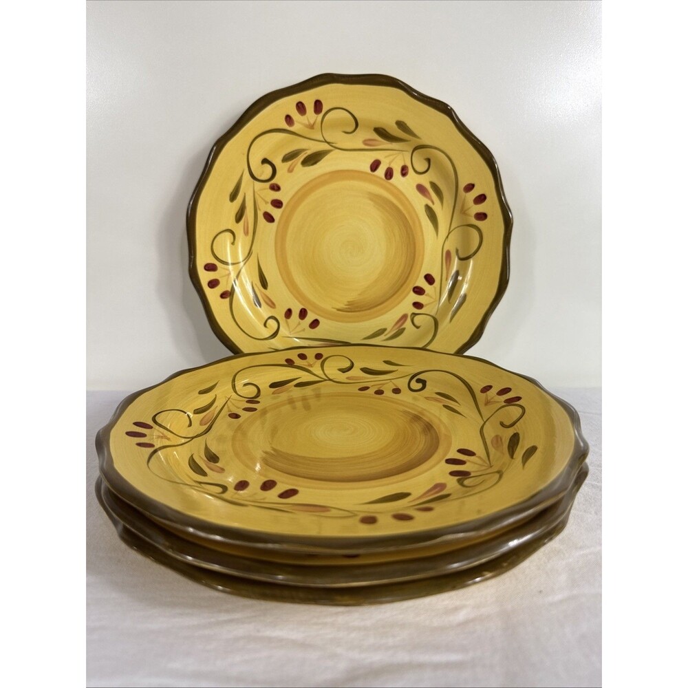 Home Trends Italian Villa Salad Plates 8.5” Yellow Set Of 4